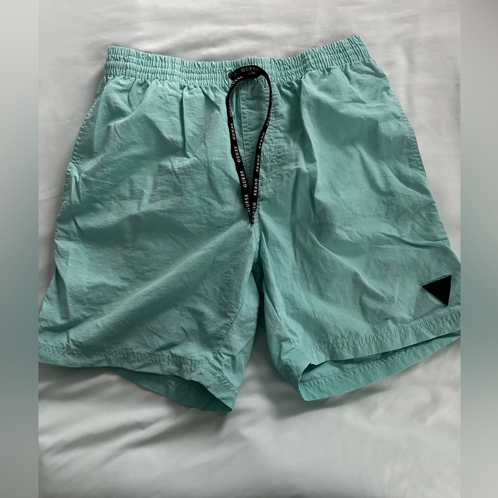 Men's Guess Size Medium swim trunks-aqua